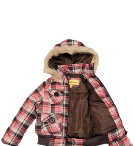 Brown Girls Plaid Winter Jacket