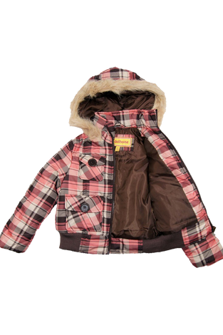 Brown Girls Plaid Winter Jacket